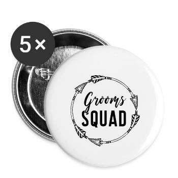 Junggesellenabschied, Truppe des Bräutigams - Buttons klein 25 mm (5er Pack) - Weiß - Vorne