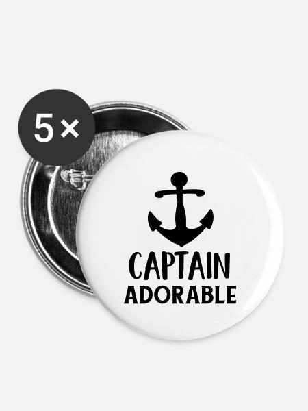 captain - Buttons klein 25 mm (5er Pack) - Weiß