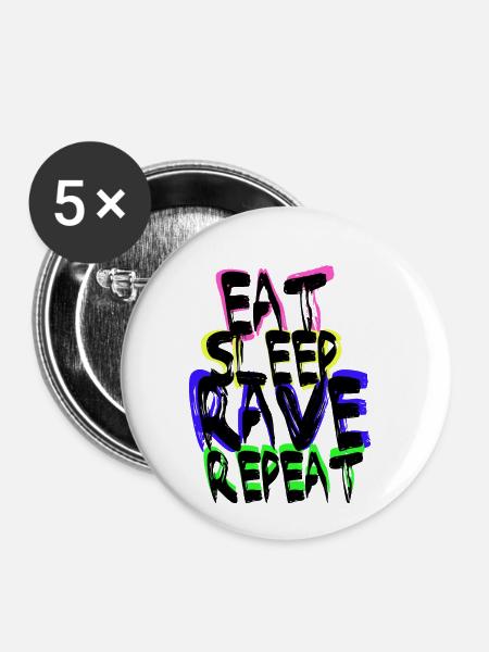 Rave Repeat - Buttons klein 25 mm (5er Pack) - Weiß
