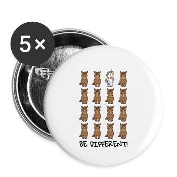 Être différent cadeau licorne chevaux LGBT autisme - Lot de 5 petits badges (25 mm) - blanc - Devant