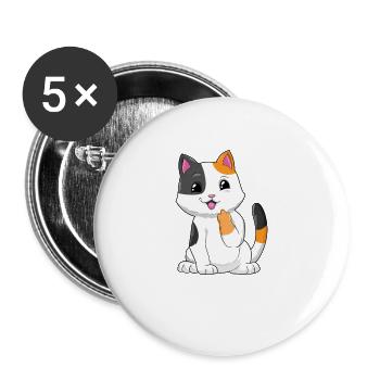 Freche Katze Geschenk Mittelfinger Hauskatze - Buttons klein 25 mm (5er Pack) - Weiß - Vorne