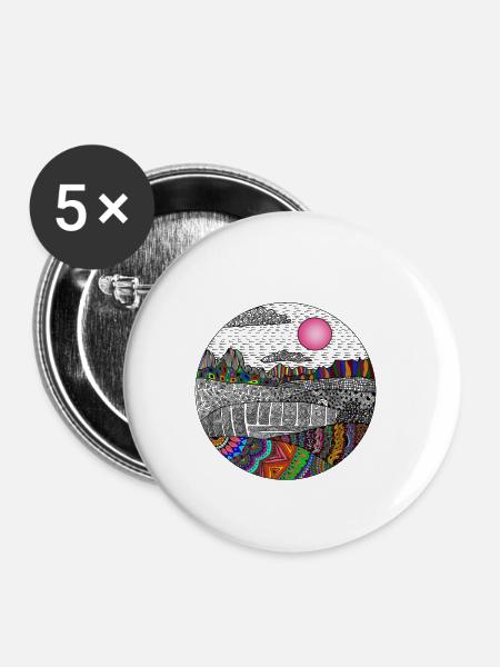 Bunte Landschaft - Buttons klein 25 mm (5er Pack) - Weiß