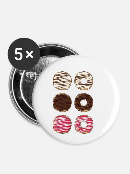 Donuts - Buttons klein 25 mm (5er Pack) - Weiß