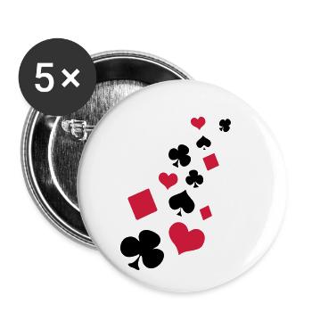 Spielkarten Rot Schwarz - Buttons klein 25 mm (5er Pack) - Weiß - Vorne