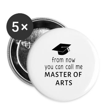 Master of Arts - Lot de 5 petits badges (25 mm) - blanc - Devant