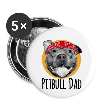 Pitbull Vater - Buttons klein 25 mm (5er Pack) - Weiß - Vorne