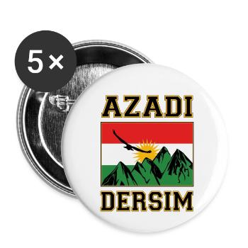 Kurdistan Flag Azadi Dersim Kurdistan - Lot de 5 petits badges (25 mm) - blanc - Devant