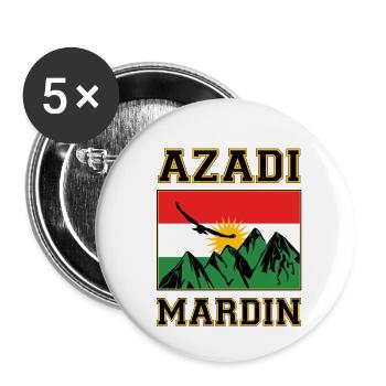 Kurdistan Mardin. Kurdish Flag. Azadi Merdin - Lot de 5 petits badges (25 mm) - blanc - Devant