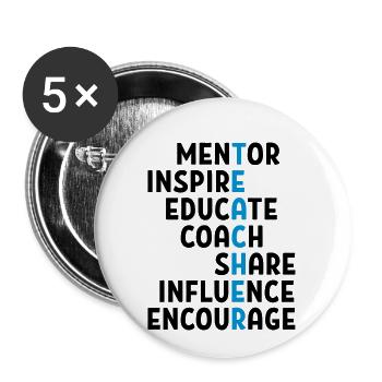 professeur - Lot de 5 petits badges (25 mm) - blanc - Devant