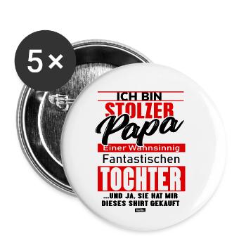 Papa Fier d’une fille 2 HARIZ Papa Fête des Pères G - Lot de 5 petits badges (25 mm) - blanc - Devant