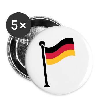 Gehisste Deutschlandfahne / German Flag (3c) - Buttons klein 25 mm (5er Pack) - Weiß - Vorne
