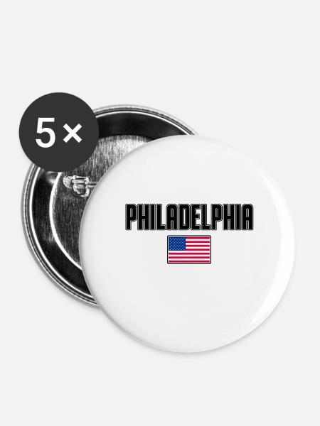 Philadelphia - Buttons klein 25 mm (5er Pack) - Weiß