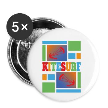 Kite Surfing - Kitesurfen - Kitesurf - Buttons klein 25 mm (5er Pack) - Weiß - Vorne