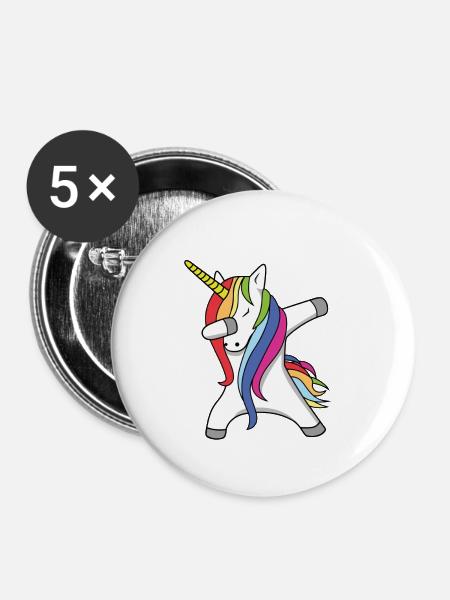 Einhorn DAB Dance - Buttons klein 25 mm (5er Pack) - Weiß
