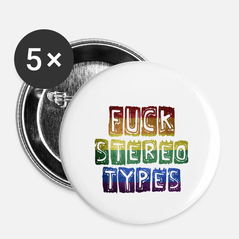 baiser arc-en-ciel stéréotypé - Lot de 5 petits badges (25 mm) - blanc