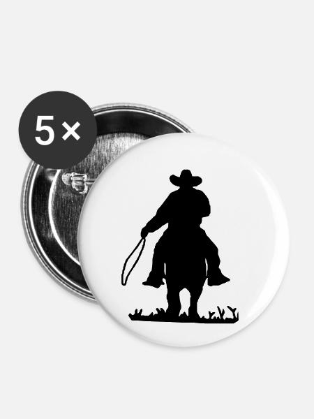 Cowboy - Buttons klein 25 mm (5er Pack) - Weiß
