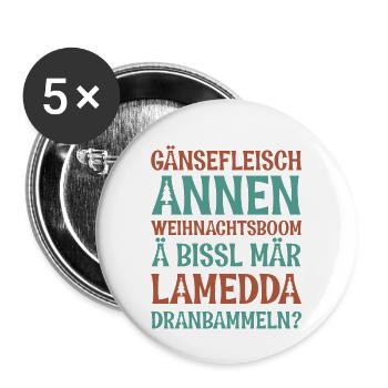 Weihnachtbaum & Lametta (Sächsisch-Edition) - Buttons klein 25 mm (5er Pack) - Weiß - Vorne