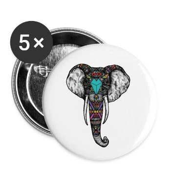 Indischer Elefant - Buttons klein 25 mm (5er Pack) - Weiß - Vorne