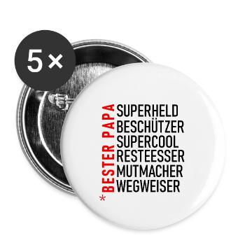 Bester Papa - Buttons klein 25 mm (5er Pack) - Weiß - Vorne