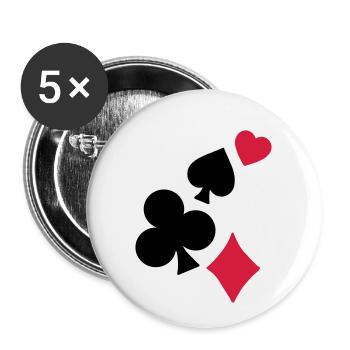 Spielkarten - Buttons klein 25 mm (5er Pack) - Weiß - Vorne