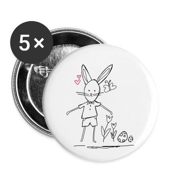 osterhase - Buttons klein 25 mm (5er Pack) - Weiß - Vorne