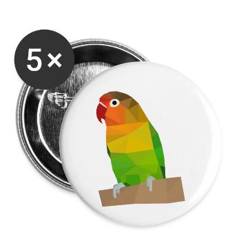 Cadeau de têtes de pêche inséparables inséparables - Lot de 5 petits badges (25 mm) - blanc - Devant