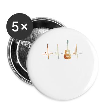 Vintage Acoustic Guitar Heartbeat - Buttons small 1''/25 mm (5-pack) - white - Front