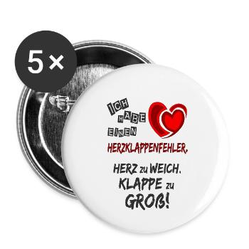 Herzklappenfehler lustige Sprüche Geschenkidee - Buttons klein 25 mm (5er Pack) - Weiß - Vorne