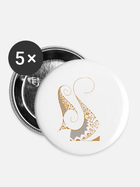 Tatoo Art 3 - Buttons klein 25 mm (5er Pack) - Weiß
