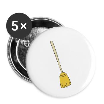 Balai - Lot de 5 petits badges (25 mm) - blanc - Devant