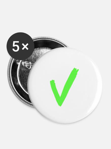 Häkchen - Buttons klein 25 mm (5er Pack) - Weiß