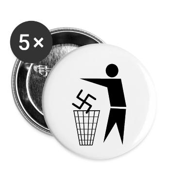 Nazis in the bin - Buttons small 1''/25 mm (5-pack) - white - Front