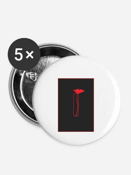 Mohnblume - Buttons klein 25 mm (5er Pack) - Weiß