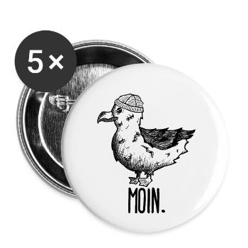 Möwe Moin - Buttons klein 25 mm (5er Pack) - Weiß - Vorne