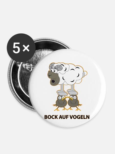 Bock auf Vögeln - Buttons klein 25 mm (5er Pack) - Weiß