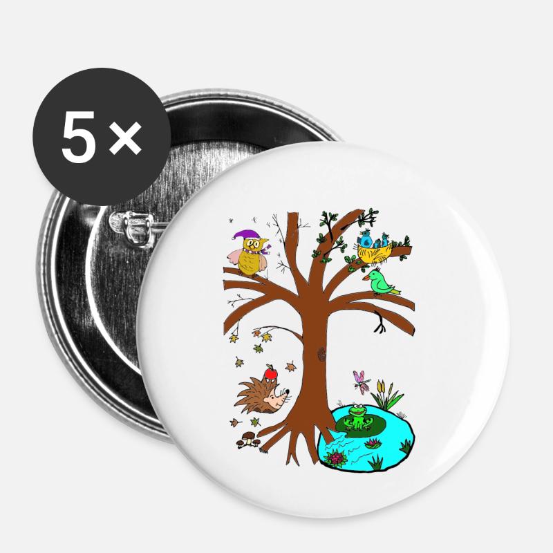 Jahreszeitenbaum - Buttons klein 25 mm (5er Pack) - Weiß