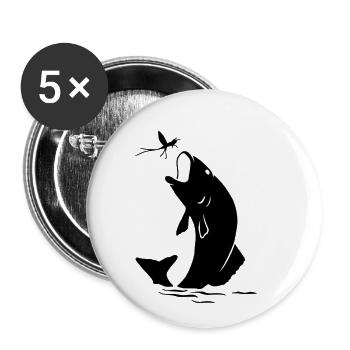 Fisherman, fish, peach, passion, insects - Buttons small 1''/25 mm (5-pack) - white - Front