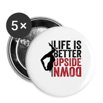 La vie de fitness Pole Dance est mieux à l'envers - Lot de 5 petits badges (25 mm) - blanc - Devant