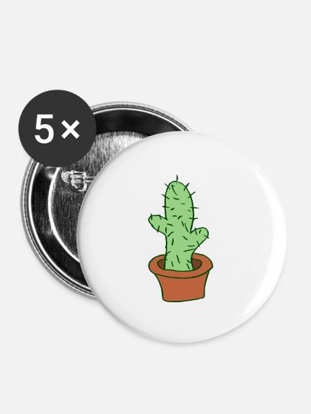 Kaktus - Buttons klein 25 mm (5er Pack) - Weiß