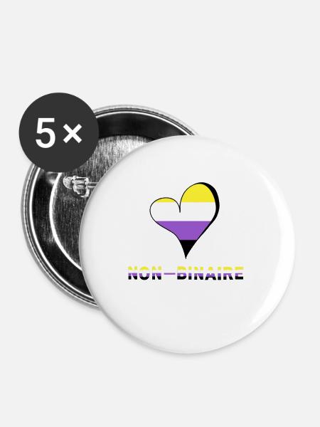 Nicht-binäres Herz - Buttons klein 25 mm (5er Pack) - Weiß