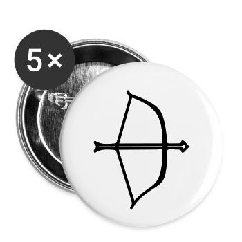 Bow and arrow - Buttons small 1''/25 mm (5-pack) - white - Front