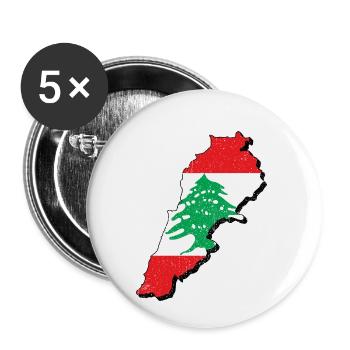 Libanon Libanese Karte Urlaub Reise Geschenk LBN - Buttons klein 25 mm (5er Pack) - Weiß - Vorne