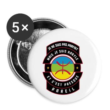 Je suis Kabyle (Homme) - Lot de 5 petits badges (25 mm) - blanc - Devant