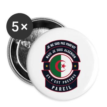Je suis Algérien (Homme) - Lot de 5 petits badges (25 mm) - blanc - Devant