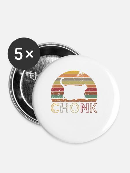 Chonk Cat - Buttons klein 25 mm (5er Pack) - Weiß
