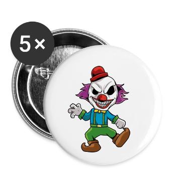 Clown - Buttons klein 25 mm (5er Pack) - Weiß - Vorne