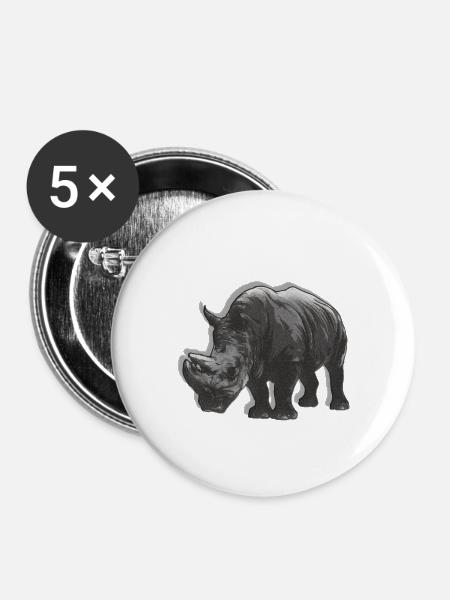 Nashorn - Buttons klein 25 mm (5er Pack) - Weiß