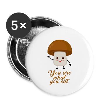 champignon - Lot de 5 petits badges (25 mm) - blanc - Devant