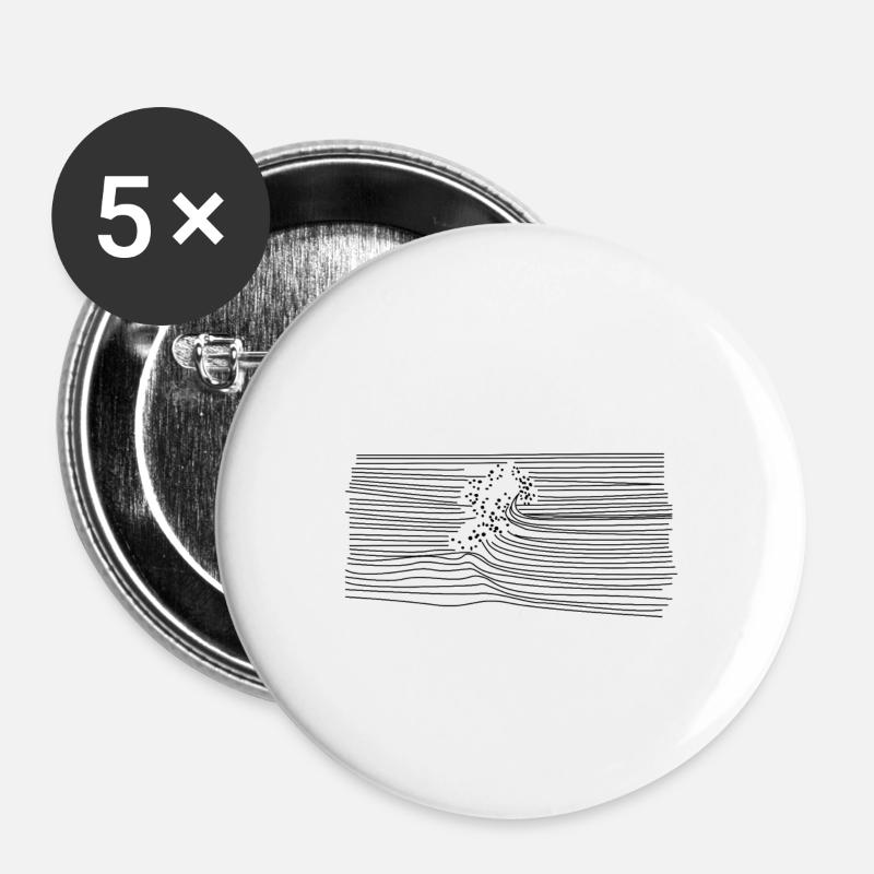 vagues - Lot de 5 petits badges (25 mm) - blanc