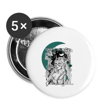 Moon priestess - Buttons small 1''/25 mm (5-pack) - white - Front